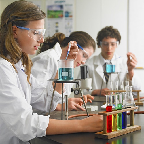 High School Students in Chemistry Class