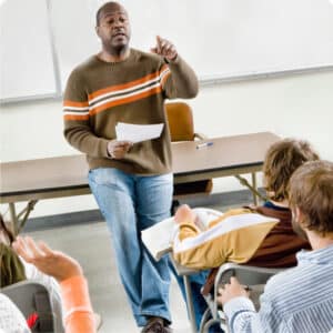 man teaching in classroom