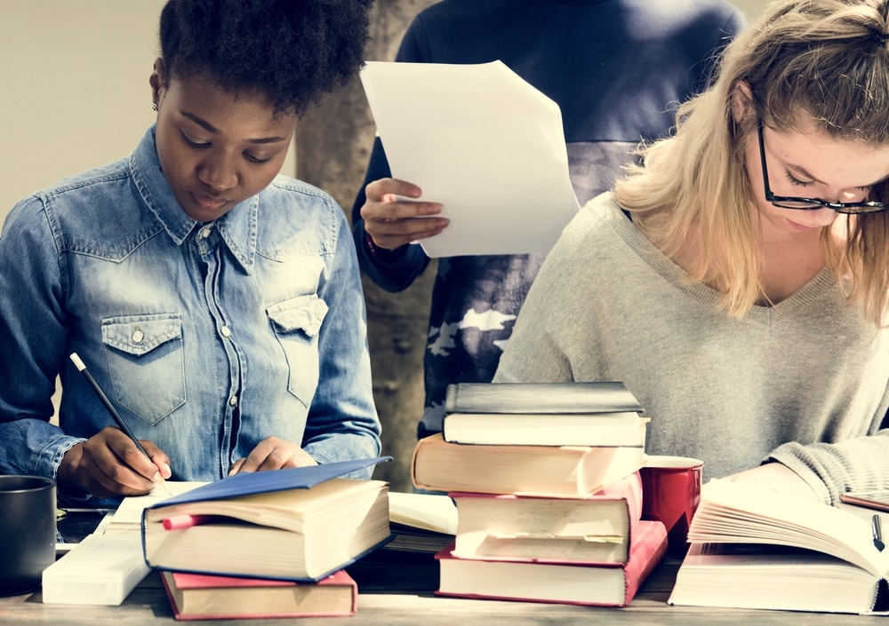 Students of different races studying