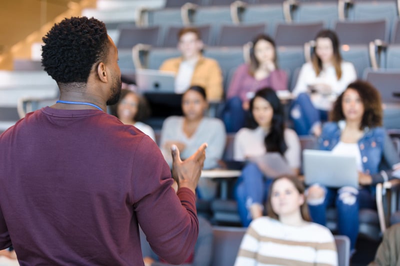 Professor at front of class