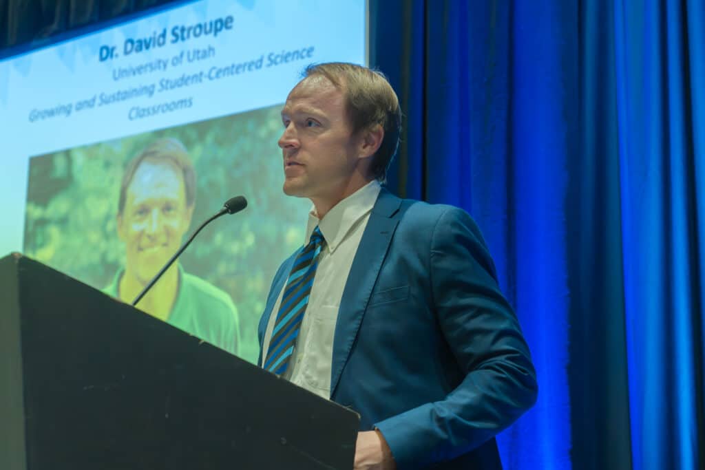 David Stroupe, award winner at podium